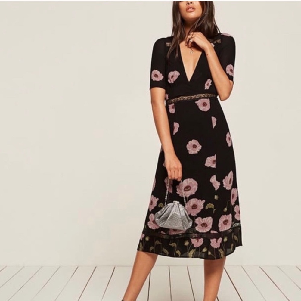 Reformation Alina Poppy Midi Dress